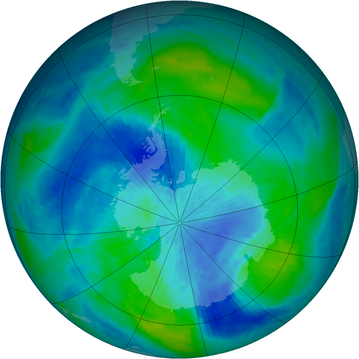 Antarctic ozone map for 18 March 2003